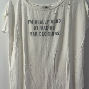 Express Distressed White Graphic Tee